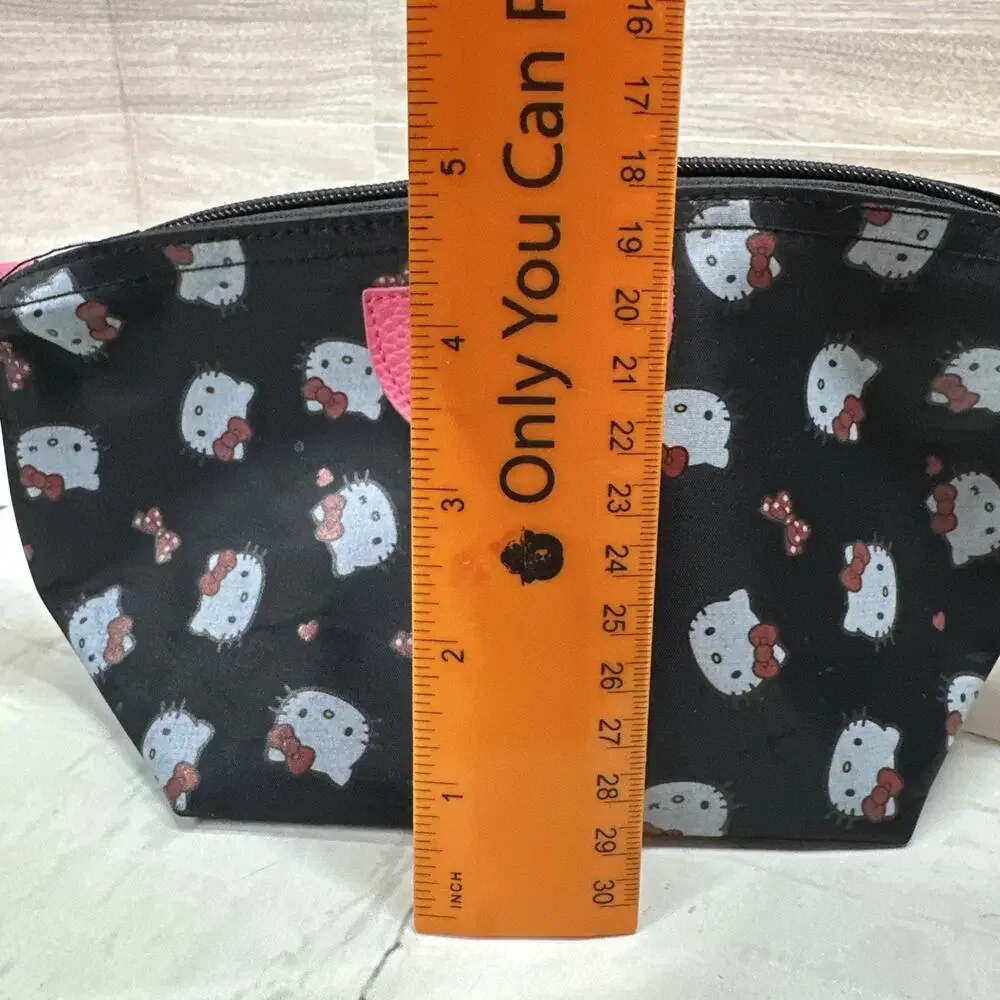 Black Hello Kitty Wristlet Style Bag Waterproof Material Makeup